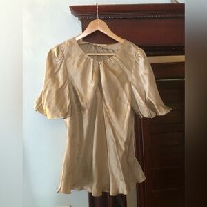 Banana Republic tan  silk/satin peplum blouse